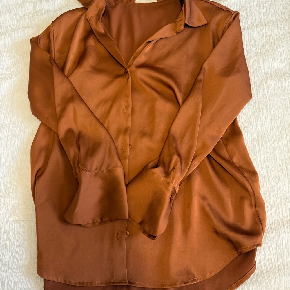 Burnt Orange Satin Blouse